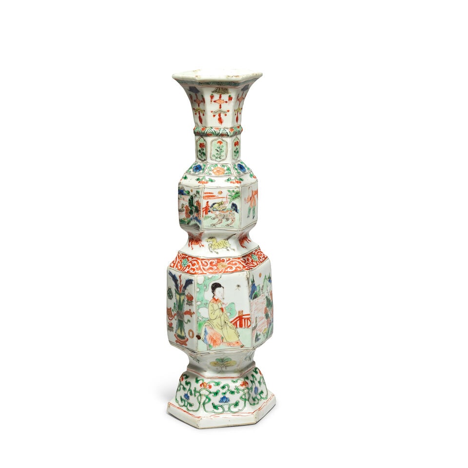 A FAMILLE VERTE HEXAGONAL DOUBLE-GOURD VASE Kangxi - 2