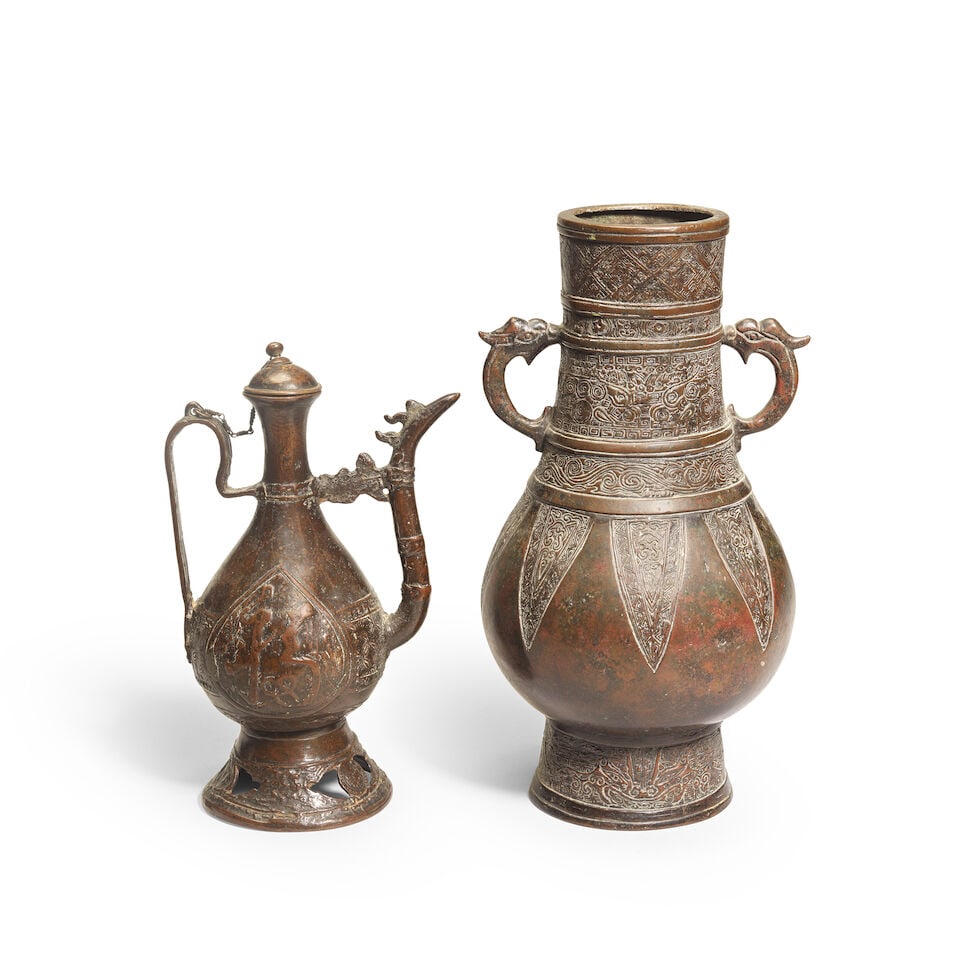 A BRONZE VASE AND A BRONZE EWER AND COVER Ming Dynasty (2) - 2