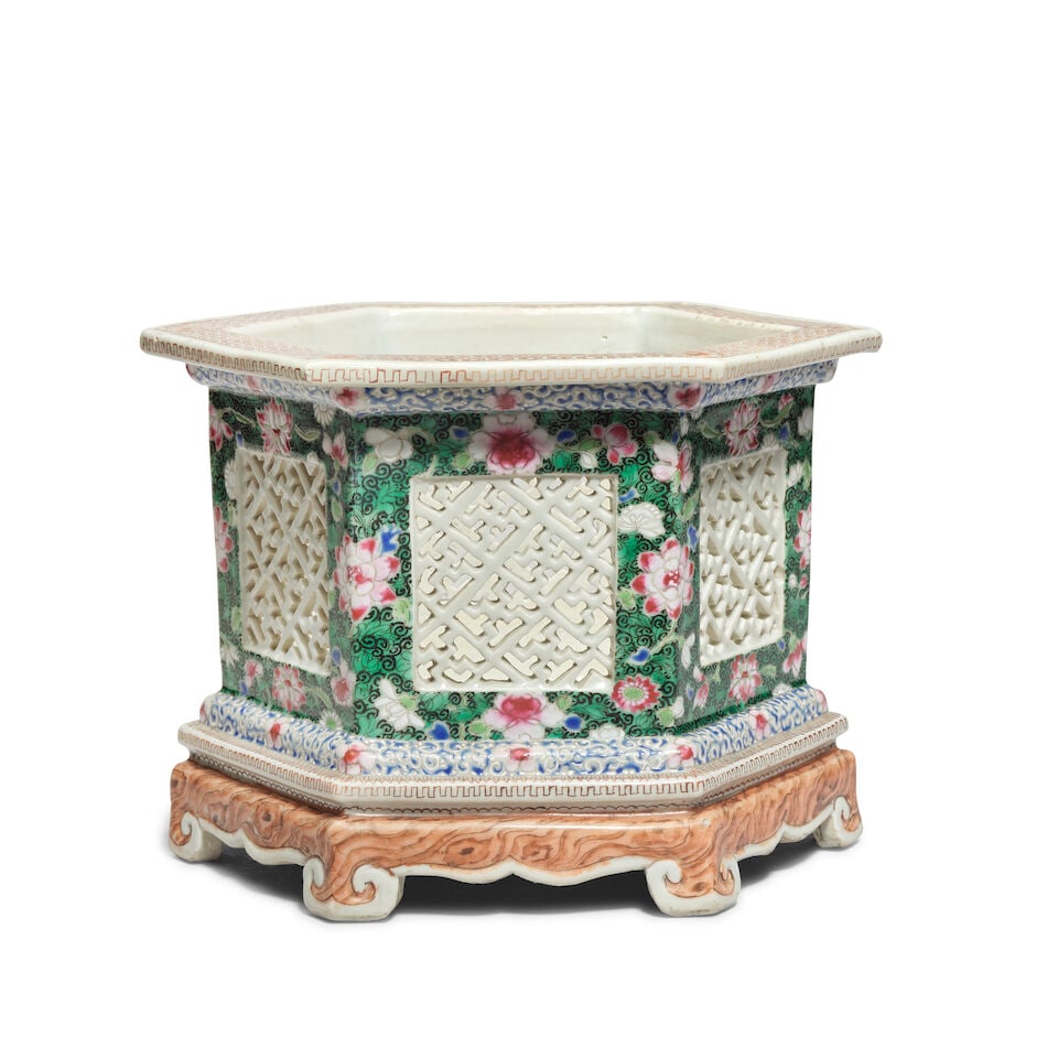 A FAMILLE ROSE RETICULATED LANTERN 18th century (1 of 2)