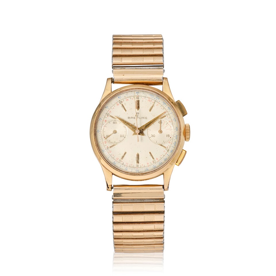 Breitling. An 18K gold manual wind chronograph wristwatch Ref: 2100, Circa 1945 (1 of 3)