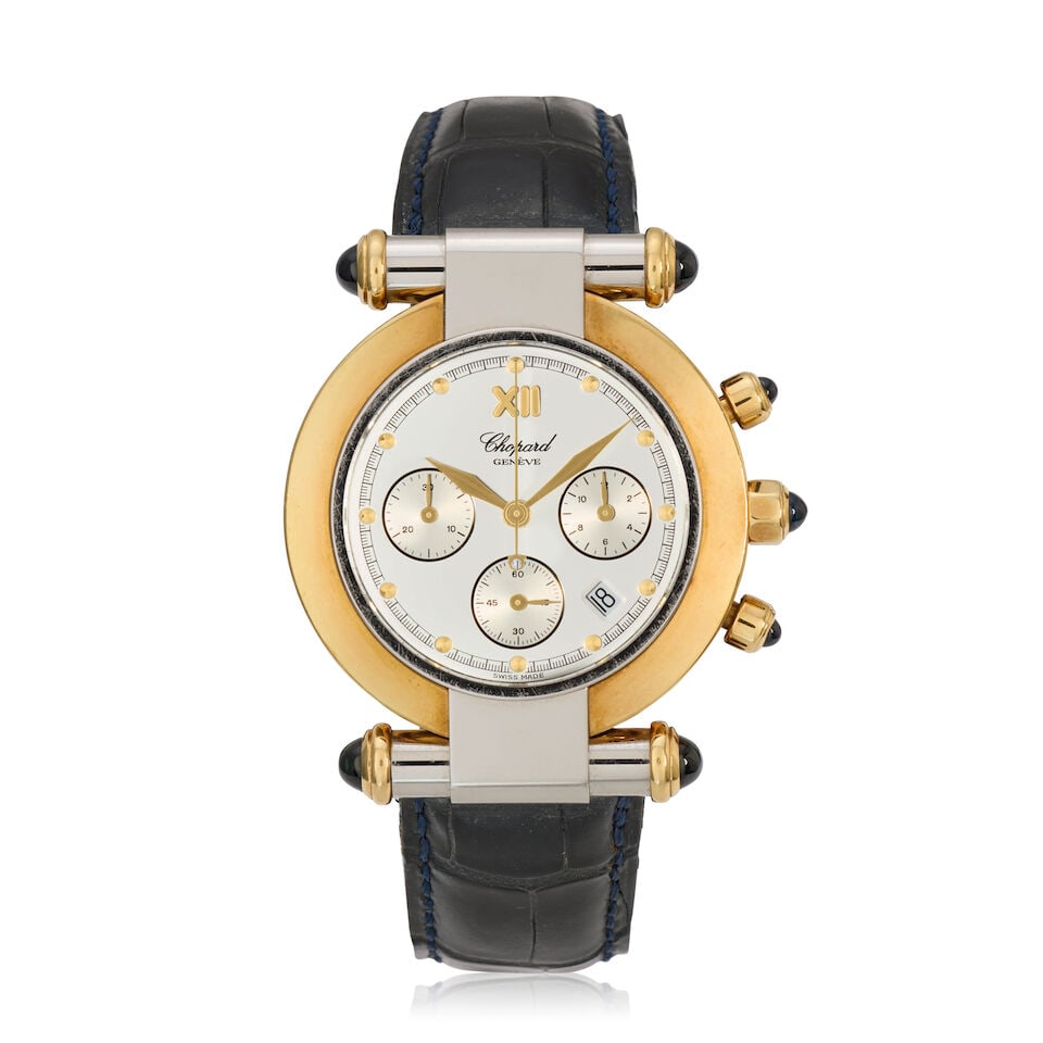 Chopard. A stainless steel and gold plated quartz calendar chronograph wristwatch Imperiale, Re... (1 of 3)