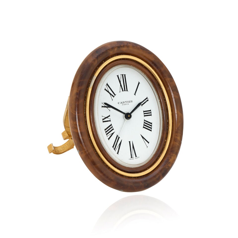 Cartier. A gilt brass manual wind desk clock with alarm Ref: 7509, Circa 1980 (1 of 1)