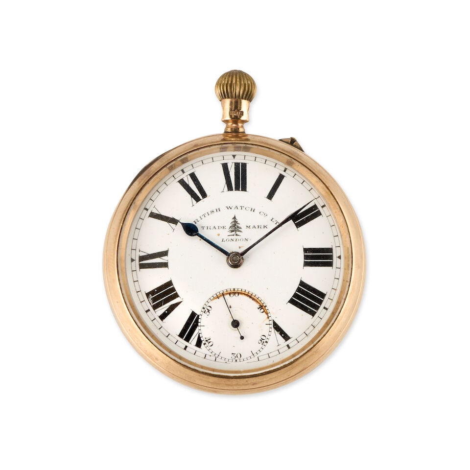 British Watch Co. Ltd. A 9K gold keyless wind open face pocket watch London Hallmark for 1930 (1 of 2)