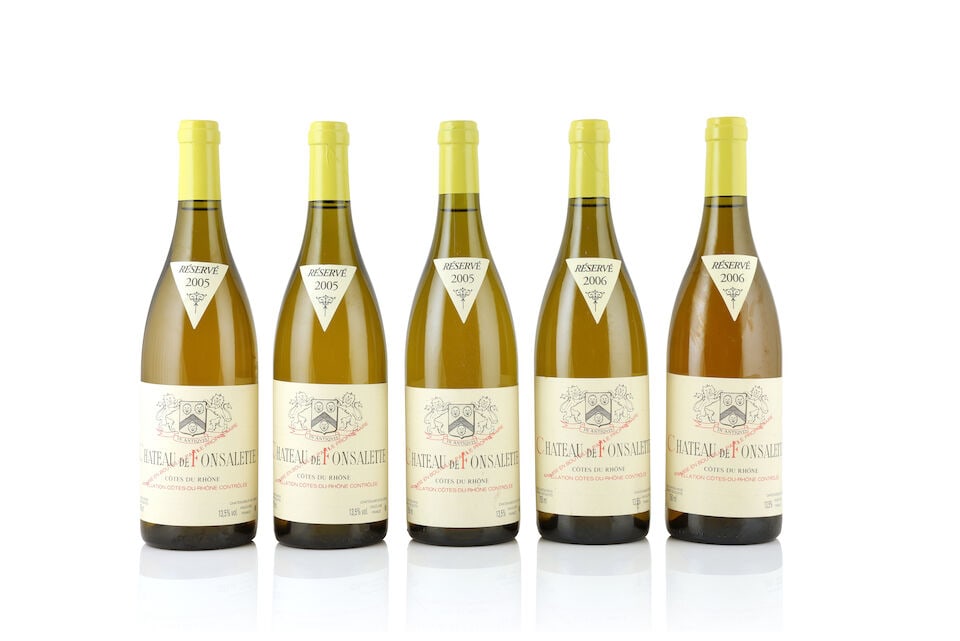 Château Rayas, Château de Fonsalette, Côtes du Rhône Blanc, 2005 (3 x 750ml)...: Château Rayas, Château de Fonsalette, Côtes du Rhône Blanc, 2005 (3 x 750ml) Region: Rhône Valley Château Rayas, Château de Fonsalette, Côtes du Rhône Blan