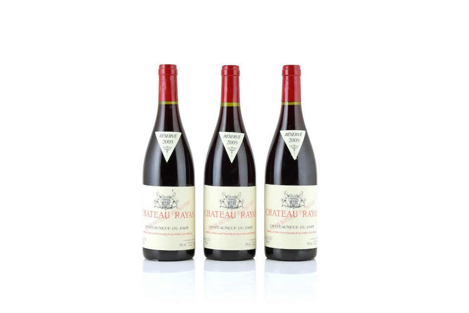 Château Rayas, Châteauneuf-du-Pape, 2009 (3 x 750ml): Château Rayas, Châteauneuf-du-Pape, 2009 (3 x 750ml) Region: Rhône Valley Label: creased labels - 1 nicked This lot is subject to the following lot symbols: Δ Δ VAT at the pre