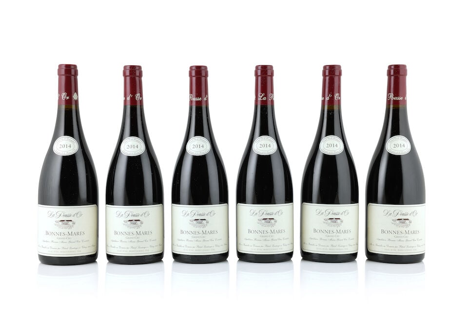 Domaine de la Pousse d'Or, Bonnes-Mares, 2014 (6 x 750ml): Domaine de la Pousse d'Or, Bonnes-Mares, 2014 (6 x 750ml) Region: Côte de Nuits Packaging: original wooden case (damp-affected) This lot is subject to the following lot symbols: Δ Δ VAT