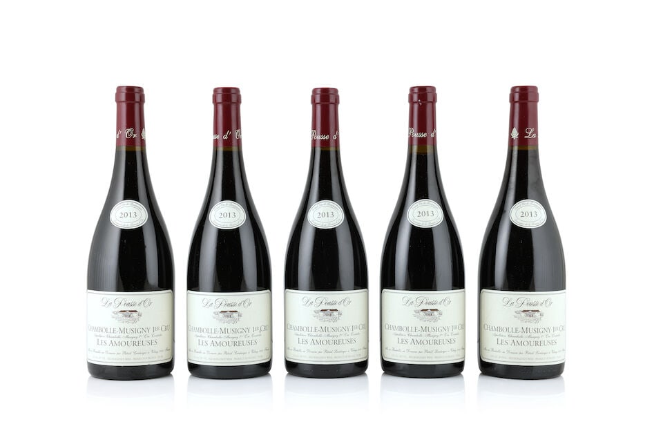 Domaine de la Pousse d'Or, Chambolle-Musigny 1er Cru Les Amoureuses, 2013 (5 x 750ml): Domaine de la Pousse d'Or, Chambolle-Musigny 1er Cru Les Amoureuses, 2013 (5 x 750ml) Region: Côte de Nuits Label: 2 lightly bin-soiled, 2 slightly creased This lot is subject to the following lo