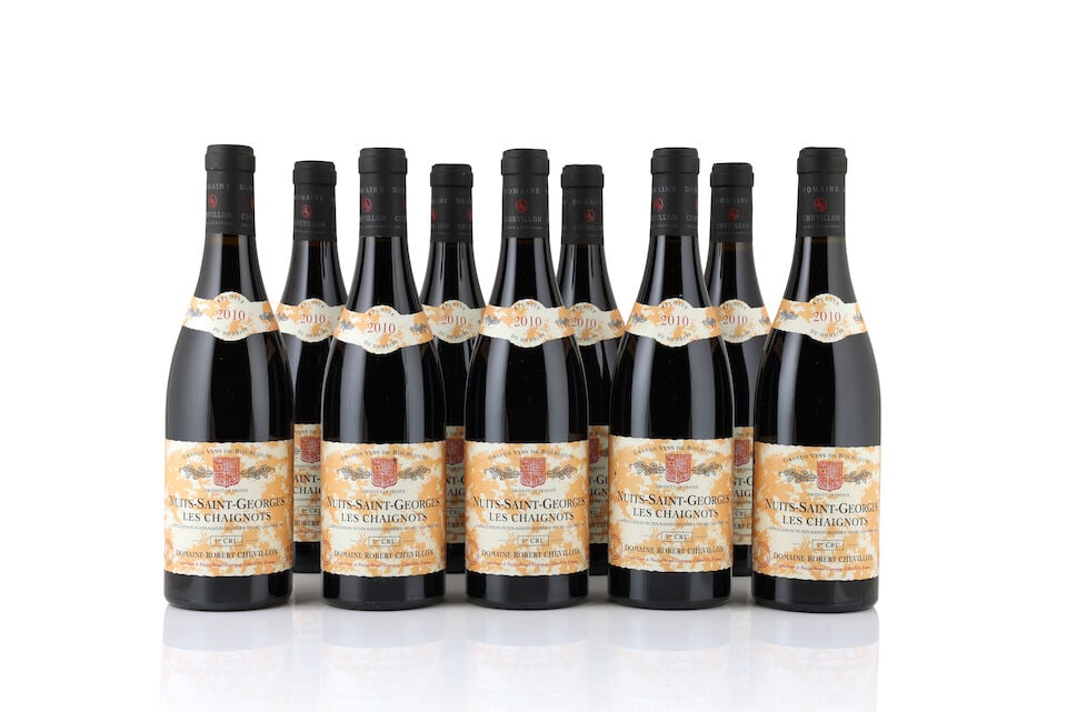 Domaine Robert Chevillon, Nuits-St-Georges 1er Cru Chaignots, 2010 (9 x 750ml): Domaine Robert Chevillon, Nuits-St-Georges 1er Cru Chaignots, 2010 (9 x 750ml) Region: Côte de Nuits Label: 2 creased & peeling This lot is subject to the following lot symbols: Δ Δ