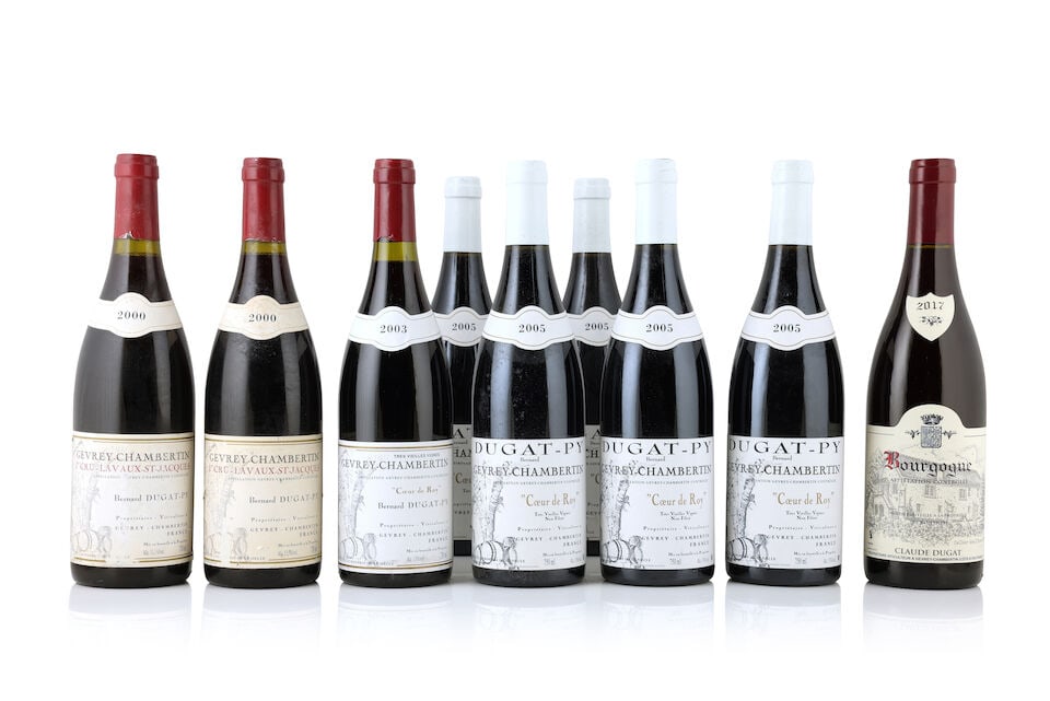 Bernard Dugat-PY, Gevrey-Chambertin 1er Cru Lavaux Saint Jacques, 2000 (2 x 750ml) Bernard Duga...: Bernard Dugat-PY, Gevrey-Chambertin 1er Cru Lavaux Saint Jacques, 2000 (2 x 750ml) Region: Côte de Nuits Capsule: worn & nicked Label: bin-soiled, damp-affected & scuffed Bernard Dugat-PY, Gevrey