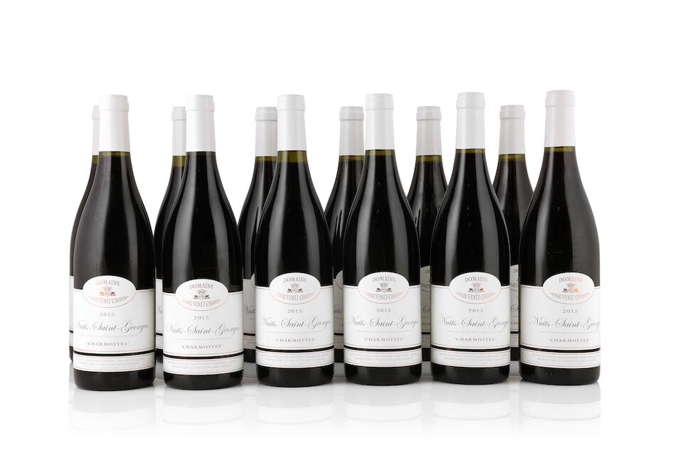 Domaine Chauvenet-Chopin, Nuits-St-Georges Charmottes, 2015 (21 x 750ml): Domaine Chauvenet-Chopin, Nuits-St-Georges Charmottes, 2015 (21 x 750ml) Region: Côte de Nuits Label: 2 lightly bin-soiled, 1 nicked This lot is subject to the following lot symbols: Δ Δ