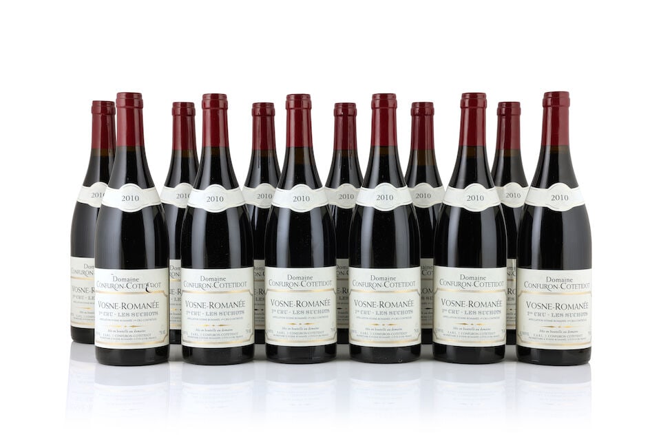 Domaine Confuron-Cotetidot, Vosne-Romanée 1er Cru Les Suchots, 2010 (12 x 750ml): Domaine Confuron-Cotetidot, Vosne-Romanée 1er Cru Les Suchots, 2010 (12 x 750ml) Region: Côte de Nuits Label: 7 lightly bin-soiled - 1 torn, 1 creased & peeling This lot is subject to th