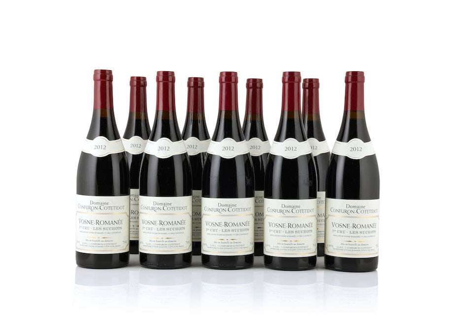 Domaine Confuron-Cotetidot, Vosne-Romanée 1er Cru Les Suchots, 2012 (9 x 750ml): Domaine Confuron-Cotetidot, Vosne-Romanée 1er Cru Les Suchots, 2012 (9 x 750ml) Region: Côte de Nuits This lot is subject to the following lot symbols: Δ Δ VAT at the prevailing ra