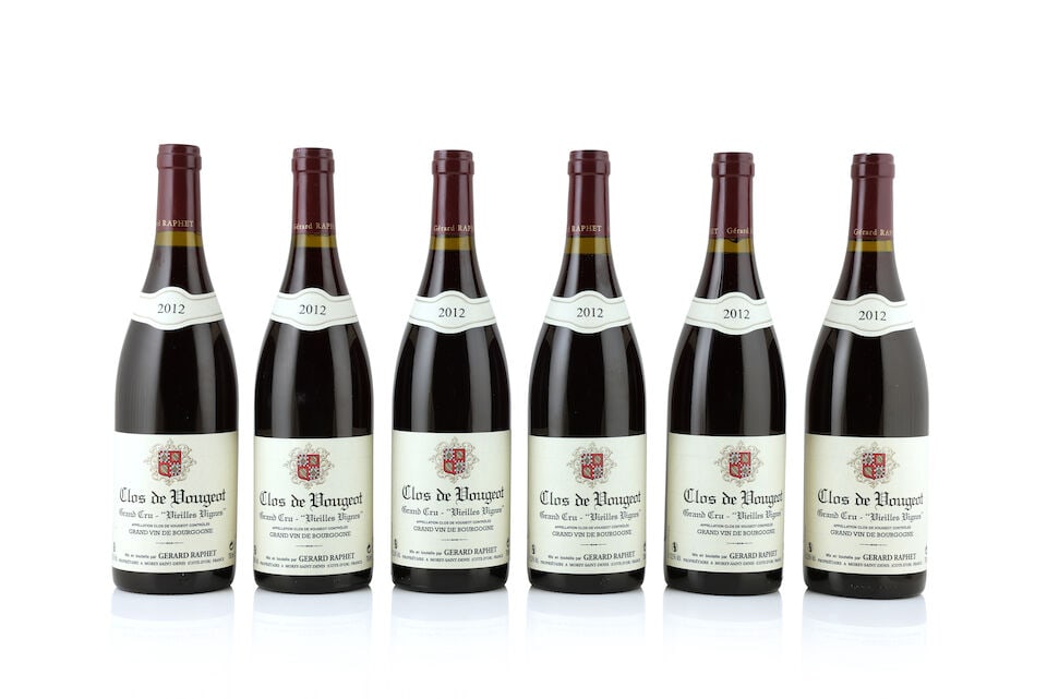 Gérard Raphet, Clos de Vougeot Vieilles Vignes, 2012 (6 x 750ml): Gérard Raphet, Clos de Vougeot Vieilles Vignes, 2012 (6 x 750ml) Region: Côte de Nuits This lot is subject to the following lot symbols: Δ Δ VAT at the prevailing rate on Hammer Pr