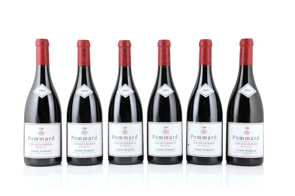 Domaine Comte Armand, Pommard 1er Cru Clos des Epeneaux, 2005 (6 x 750ml): Domaine Comte Armand, Pommard 1er Cru Clos des Epeneaux, 2005 (6 x 750ml) Region: Côte de Beaune Label: bin-soiled - 2 nicked, 3 slightly stained This lot is subject to the following lot symbols: