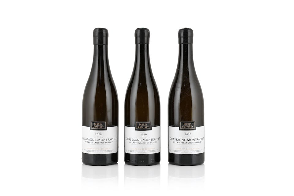 Domaine Morey-Coffinet, Chassagne-Montrachet 1er Cru Les Blanchots Dessus, 2020 (3 x 750mL): Domaine Morey-Coffinet, Chassagne-Montrachet 1er Cru Les Blanchots Dessus, 2020 (3 x 750mL) Region: Côte de Beaune Packaging: original carton This lot is subject to the following lot symbols: 