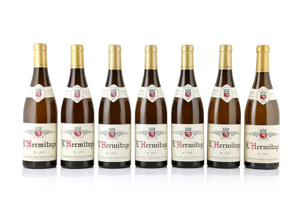 Domaine Jean-Louis Chave, Hermitage Blanc, 2010 (2 x 750ml) Domaine Jean-Louis Chave, Hermitage...: Domaine Jean-Louis Chave, Hermitage Blanc, 2010 (2 x 750ml) Region: Rhône Valley Domaine Jean-Louis Chave, Hermitage Blanc, 2012 (4 x 750ml) Region: Rhône Valley Label: 1 creased vintage lab