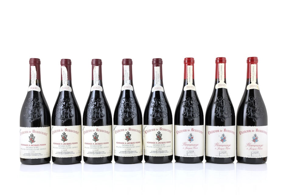 Château de Beaucastel, Châteauneuf-du-Pape Hommage À Perrin, 2005 (1 x 750ml) Ch...: Château de Beaucastel, Châteauneuf-du-Pape Hommage À Perrin, 2005 (1 x 750ml) Region: Rhône Valley Label: lightly bin-soiled & creased Château de Beaucastel, Châteaun