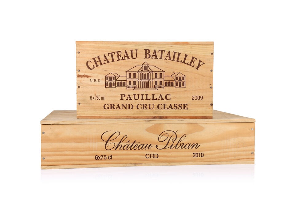 Château Batailley, 2009 (6 x 750ml) Château Pibran, 2010 (6 x 750ml): Château Batailley, 2009 (6 x 750ml) Region: Pauillac Packaging: original wooden case Château Pibran, 2010 (6 x 750ml) Region: Pauillac Packaging: original wooden case Lot to be sold without