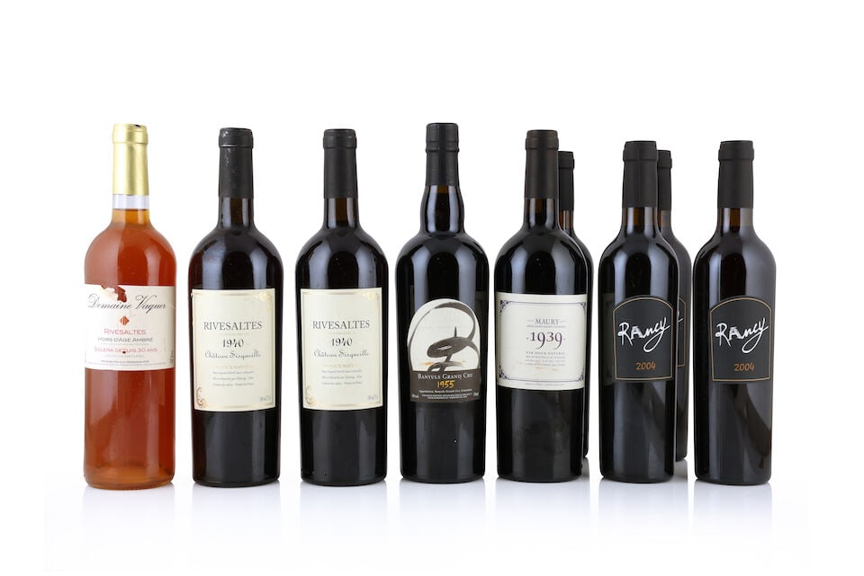 Domaine Pla del Fount, Maury, 1939 (1 x 750ml) Château Sisqueilles, Rivesaltes, 1940 (2 x ...: Domaine Pla del Fount, Maury, 1939 (1 x 750ml) Region: France Château Sisqueilles, Rivesaltes, 1940 (2 x 750ml) Region: France Label: 1 lightly bin-soiled & nicked Domaine de Rancy , Rivesaltes A