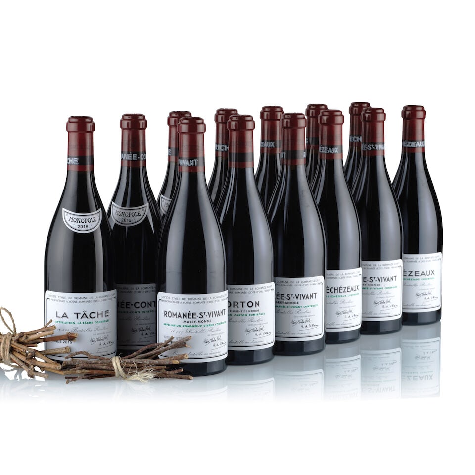 Domaine de la Romanée-Conti, Assortment Case, 2015 (13 x 750ml): Domaine de la Romanée-Conti, Romanée-Conti Grand Cru, 2015 (1 x 750ml) Region: Burgundy Fill Level: excellent Capsule: ok Cork: ok Label: good appearance Domaine de la Romanée-Conti, L