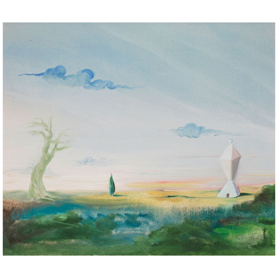 GEORGE CONDO (B. 1957) Midwestern's Night Dream 21 1/4 x 25 5/8 in (54 x 65 cm) (Painted in 1992) (1 of 2)