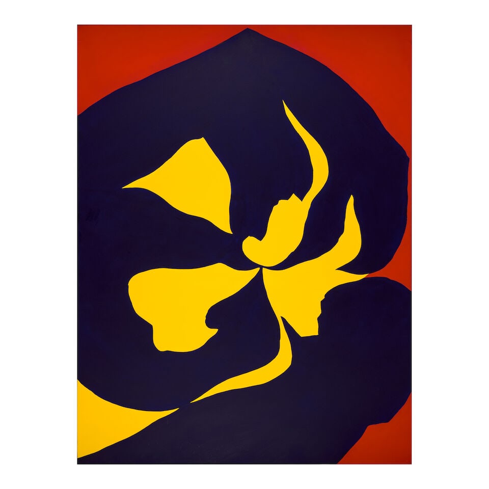 JACK YOUNGERMAN (1926-2020) Indigo 105 1/8 x 80 in (267 x 203.2 cm) (Painted in 1970): JACK YOUNGERMAN (1926-2020) Indigo signed, inscribed and dated 'Indigo Youngerman 1970' (on the reverse); signed and inscribed 'Youngerman stretcher' (on the stretcher) acrylic on canvas 105 1/8 x 80