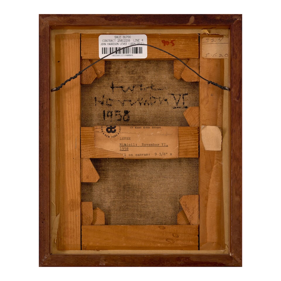 JOHN HARRISON LEVEE (1924-2017) Minioil November VI 9 1/2 x 7 1/2 in (24 x 19 cm) (Painted in 1958) - 3