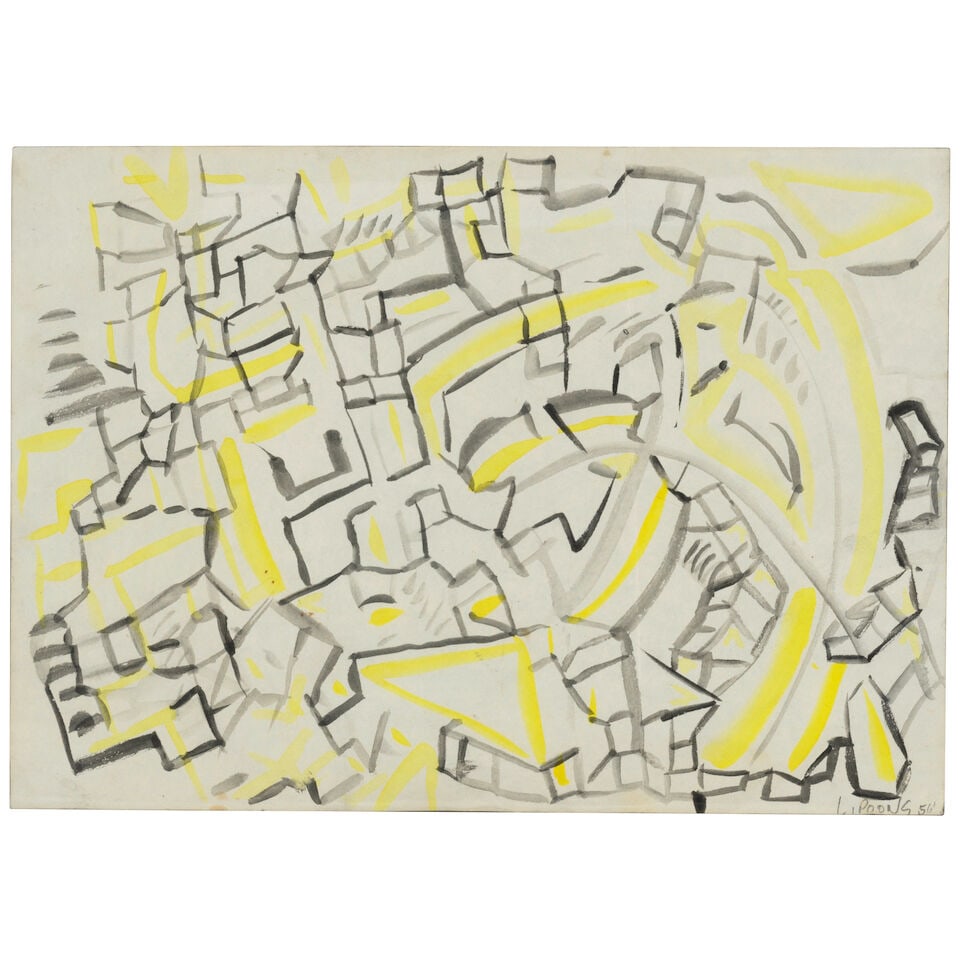 LARRY POONS (B. 1937) Unititled 6 3/4 x 9 3/4 in (17.2 x 24.8 cm) (Executed in 1956): LARRY POONS (B. 1937) Unititled signed and dated 'L. Poons 56' (lower right) colored pencil and graphite on paper 6 3/4 x 9 3/4 in (17.2 x 24.8 cm) Executed in 1956 Footnotes: Provenance Sale: Sotheb