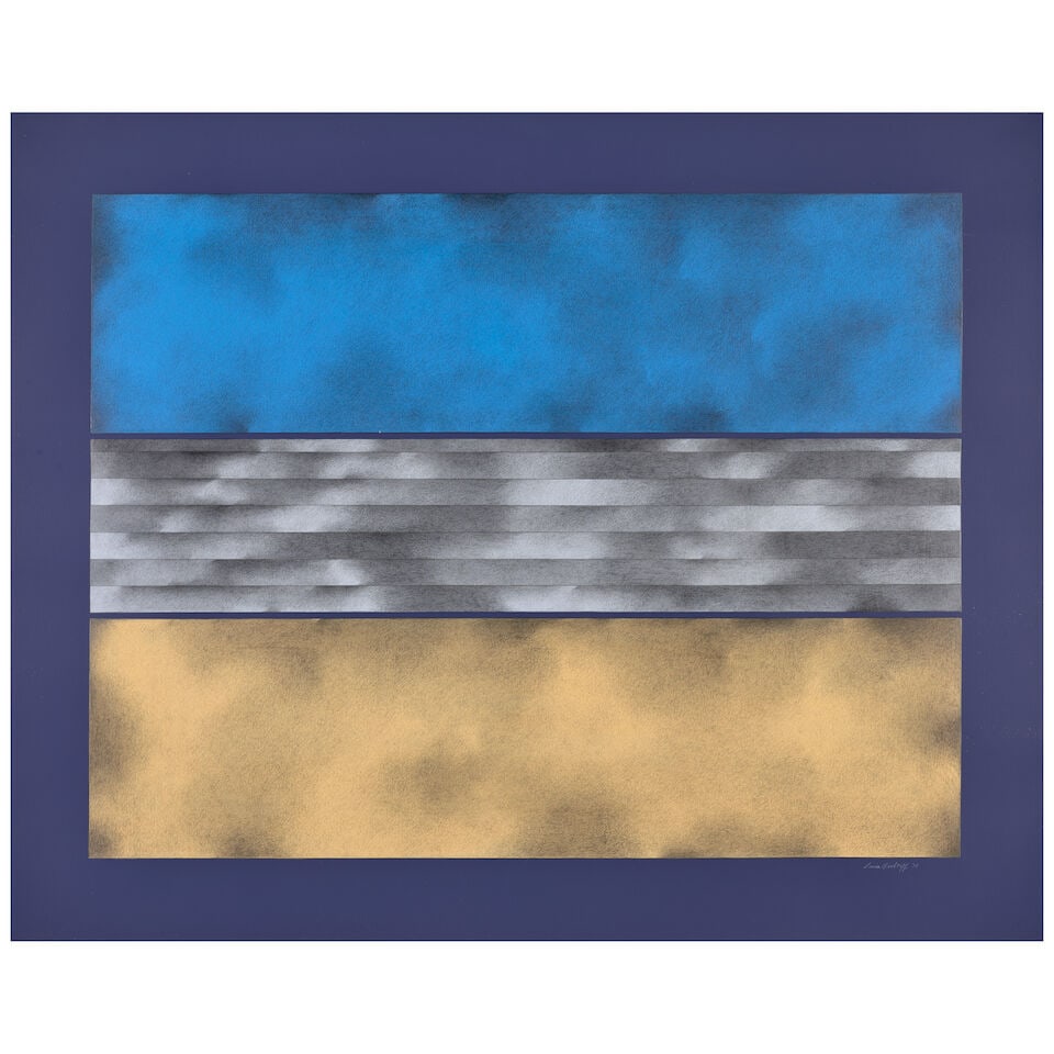 SONIA GECHTOFF (1926-2018) The Sea Between 40 x 49 1/2 in (101.6 x 125.7 cm) (Executed in 1978): SONIA GECHTOFF (1926-2018) The Sea Between signed and dated 'Sonia Gechtoff '78' (lower right); inscribed 'The Sea Between' (verso) acrylic and pencil on paper 40 x 49 1/2 in (101.6 x 125.7 cm) Execut