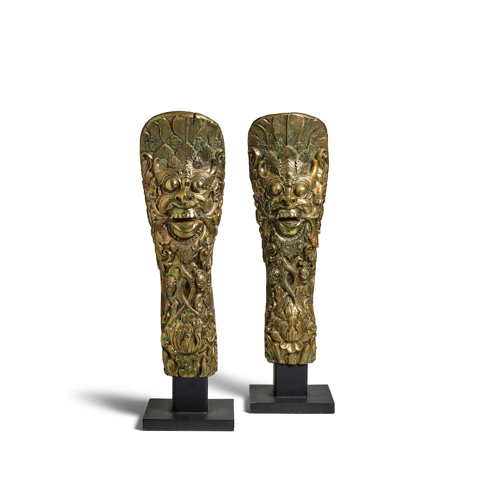 SHERRIE LEVINE (B. 1947) Gamelan Figures I: 35 x 10 x 10 in (88.9 x 25.4 x 25.4 cm)II: 34 1/2 x ...: SHERRIE LEVINE (B. 1947) Gamelan Figures each incised with the artist's initials and numbered 'LV 3/6' (on the underside) cast bronze with steel base in two parts I: 35 x 10 x 10 in (88.9 x 25.4 x 25.