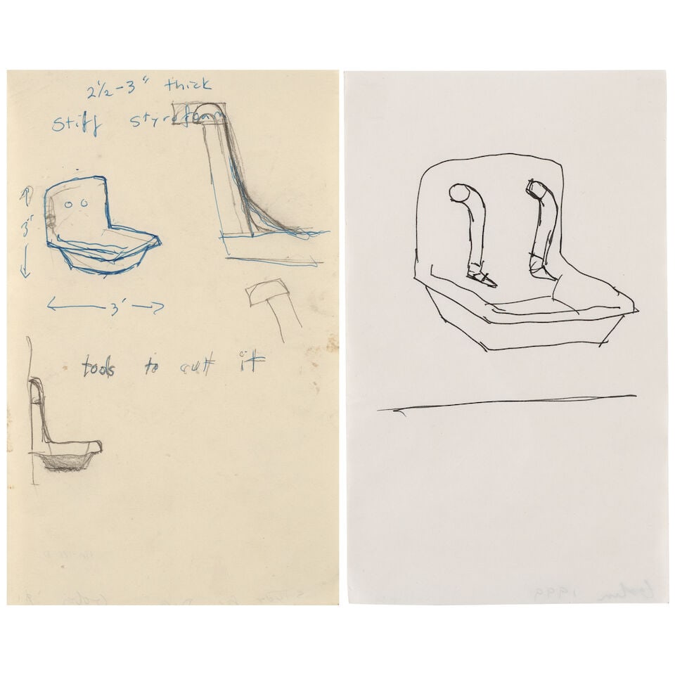 ROBERT GOBER (B. 1954) Untitled (Study for DIA) & Untitled I: 8 x 6 in (20.2 x 12.5 cm)II: 8 x 5...: ROBERT GOBER (B. 1954) Untitled (Study for DIA) & Untitled I: signed, inscribed and dated 'Study for DIA Gober '91' (verso) II: signed and dated 'Gober 1999' (verso) I: graphite and ink on paper II: i