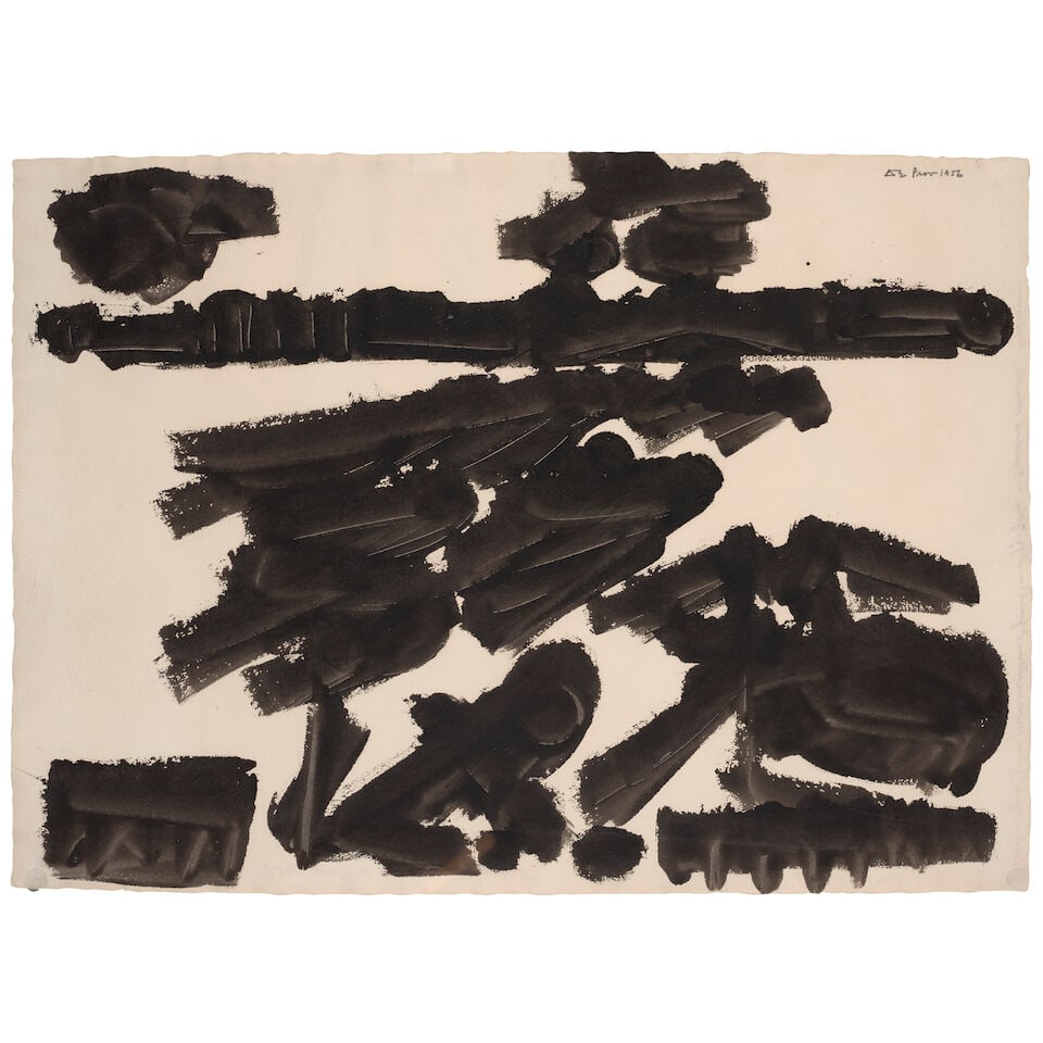 DAVID SMITH (1906-1965) View from Adolph's Sister's House, Provincetown 22 1/8 x 30 5/8 in (56.2...: DAVID SMITH (1906-1965) View from Adolph's Sister's House, Provincetown signed with the artist's initials, inscribed and dated 'DS Prov 1956' (upper right); signed, inscribed and dated 'View from Adol