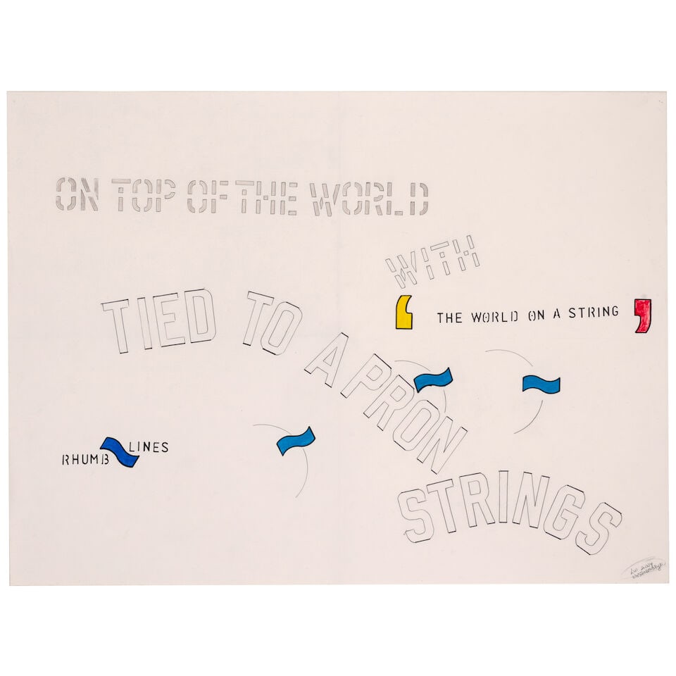 LAWRENCE WEINER (1942-2021) Untitled (On Top of the World Rhumb Lines) 18 7/8 x 25 1/4 in (48 x ...: LAWRENCE WEINER (1942-2021) Untitled (On Top of the World Rhumb Lines) signed with the artist's initials, indistinctly inscribed and dated 'LW 2004' (lower right) acrylic, graphite and marker on paper