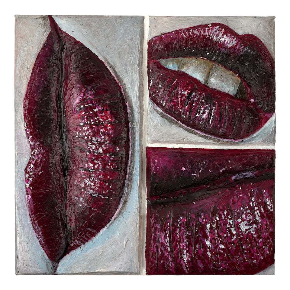 GINA BEAVERS (B. 1974) Black Metal Dahlia 12 x 12 in (30.5 x 30.5 cm) (Painted in 2016): GINA BEAVERS (B. 1974) Black Metal Dahlia signed and dated 'Gina Beavers 2016' (on the reverse) acrylic on canvas laid on wood 12 x 12 in (30.5 x 30.5 cm) Painted in 2016 Footnotes: Provenance Clifton