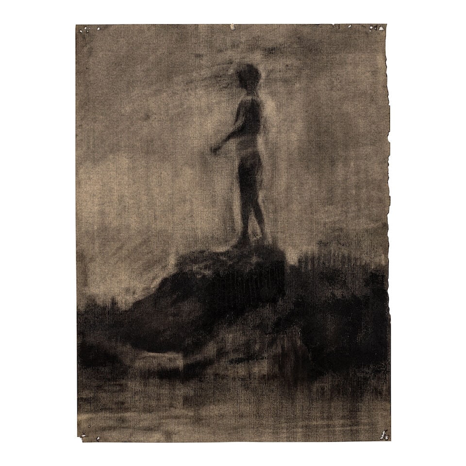 JAKE GREWAL (B. 1994) Dry But Screaming 15 3/4 x 11 7/8 in (39.9 x 30 cm) (Executed in 2023): JAKE GREWAL (B. 1994) Dry But Screaming signed and dated 'Grewal '23' (verso) charcoal on paper 15 3/4 x 11 7/8 in (39.9 x 30 cm) Executed in 2023 Footnotes: Provenance Truax Art Advisory, New York. A