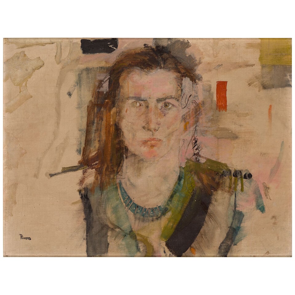 LARRY RIVERS (1923-2002) Portrait of Brigitte Mernahan 16 7/8 x 22 in (42.8 x 56 cm) (Painted in... (1 of 2)
