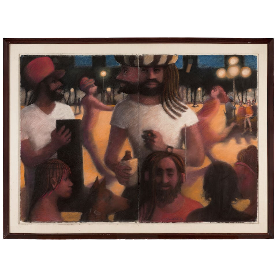 BILL JACKLIN, R.A. (B. 1943) Washington Square at Night overall: 41 x 58 in (104.1 x 147.3 cm) (... - 2