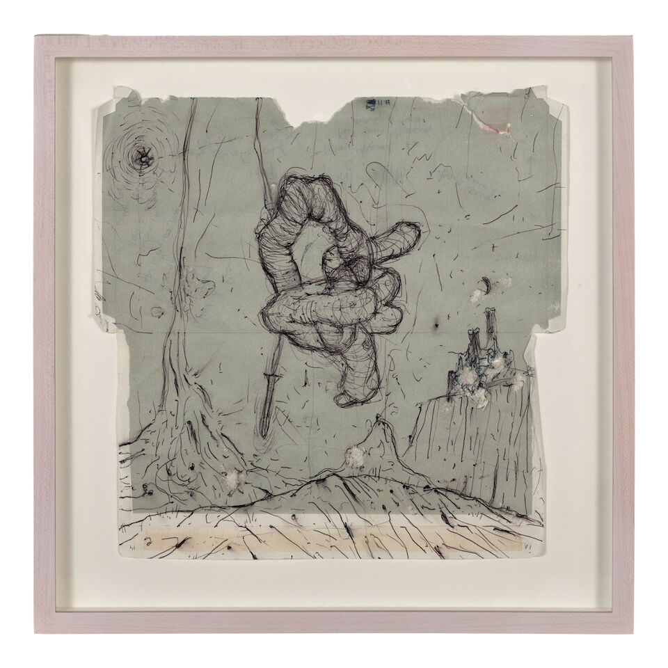 WILLIAM POPE.L (1955-2023) Failure Drawing #1154 Rocket Cluster Grey 9 7/8 × 9 3/4 in (25.1... - 2