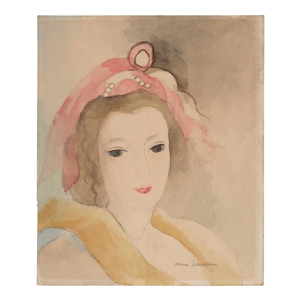 MARIE LAURENCIN (1883-1956) Portrait de femme 11 3/4 x 9 7/8 in (29.9 x 25.1 cm): MARIE LAURENCIN (1883-1956) Portrait de femme signed 'Marie Laurencin' (lower right) watercolor and pencil on paper 11 3/4 x 9 7/8 in (29.9 x 25.1 cm) Footnotes: Provenance Schoneman Galleries, Inc.,