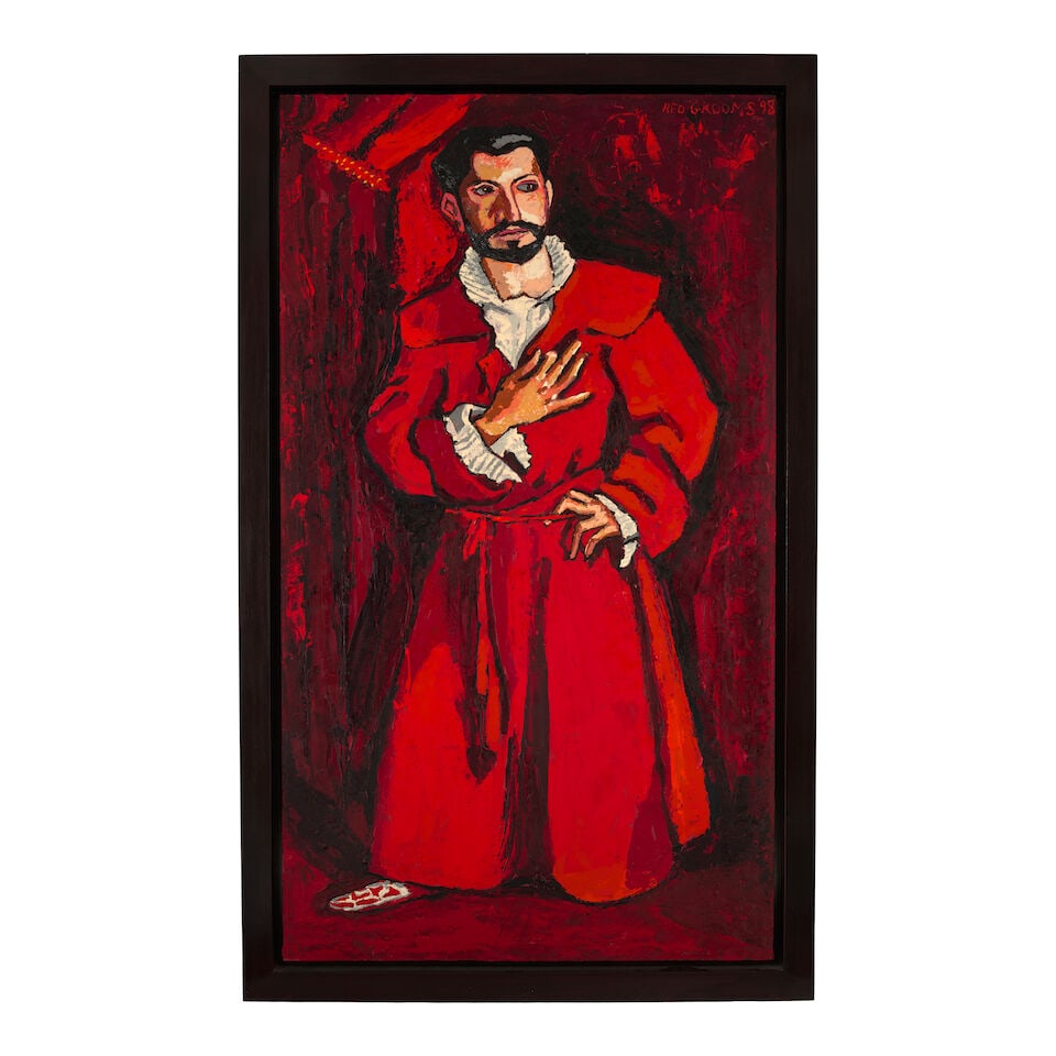 RED GROOMS (B. 1937) Doctor Pozzi After Sargent 74 x 42 1/8 in (188 x 107 cm) (Painted in 1998) - 2