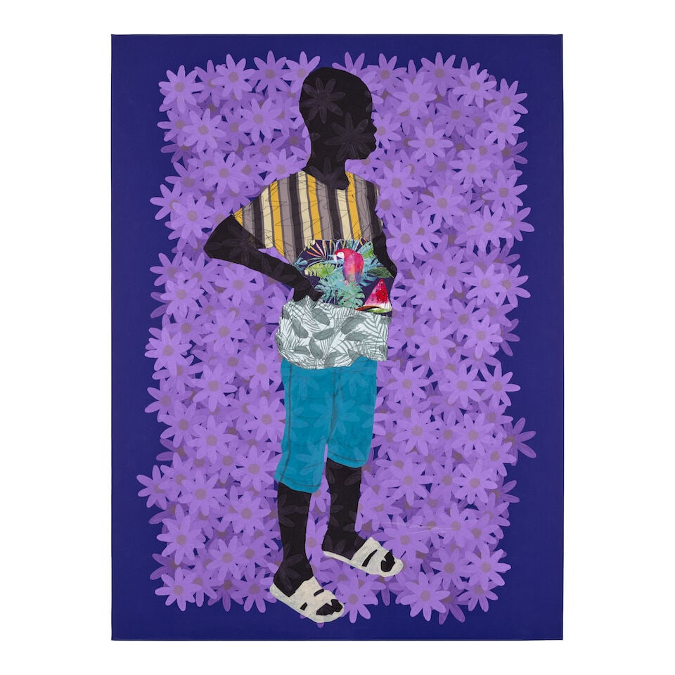 RAPHAEL ADJETEY ADJEI MAYNE (B. 1983) Bestander 61 7/8 x 46 1/16 in (157.2 x 117 cm) (Executed i...: RAPHAEL ADJETEY ADJEI MAYNE (B. 1983) Bestander signed and dated 'Raphael Adjetey Adjei Mayne 21' (lower right); signed, inscribed and dated 'Bestander, 2021 Raphael Adjetey Adjei Mayne' (on the rever