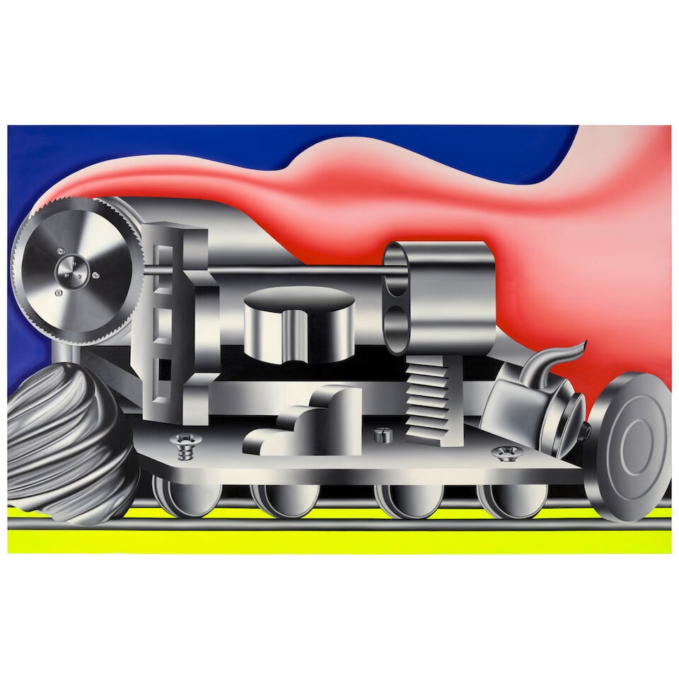 RAFA SILVARES (B. 1984) Ham parade 78 5/8 x 122 in (199.7 x 310 cm) (Painted in 2021): RAFA SILVARES (B. 1984) Ham parade signed, inscribed and dated ''Ham Parade' Rafa Silvares 2021' (on the reverse) oil and acrylic on linen 78 5/8 x 122 in (199.7 x 310 cm) Painted in 2021 Footnotes: P