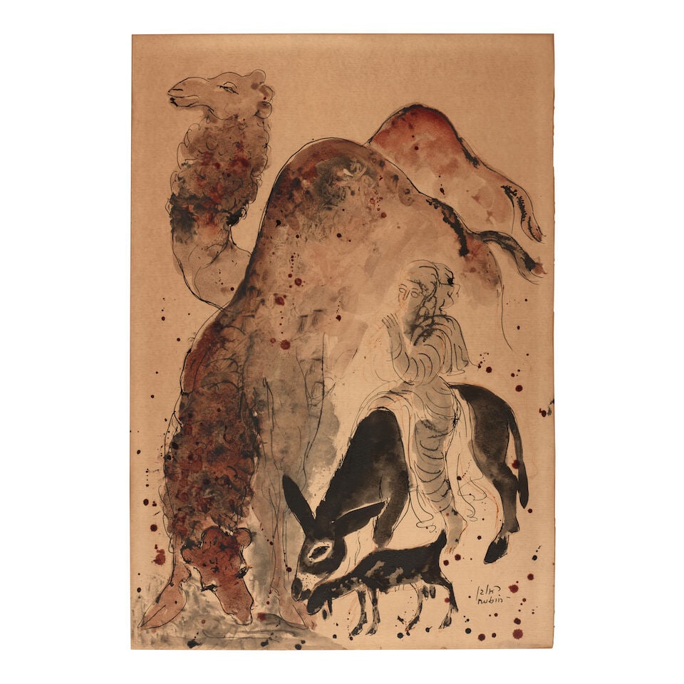 REUVEN RUBIN (1893-1974) At the Well 29 7/16 x 20 3/16 in (74.8 x 51.2 cm) (Executed in 1960) (1 of 1)