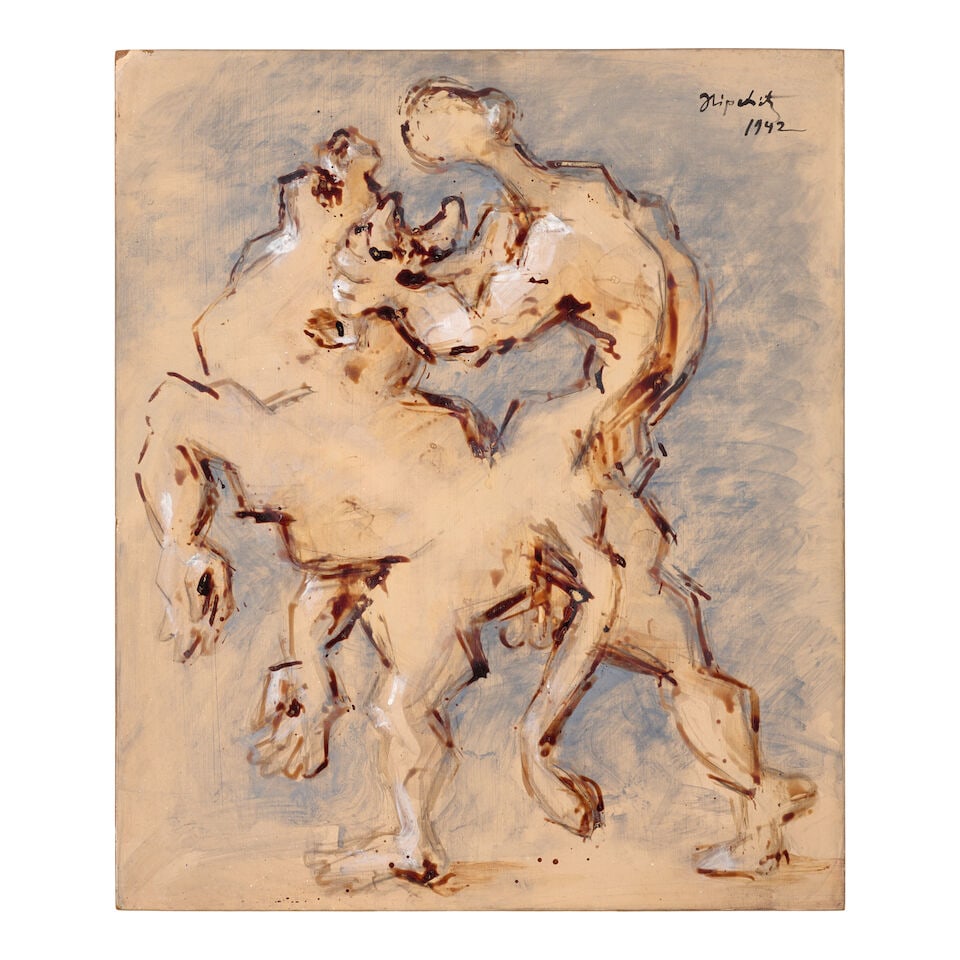 JACQUES LIPCHITZ (1891-1973) Study for Theseus 25 7/8 x 21 15/16 in (65.7 x 55.7 cm) (Executed i...: JACQUES LIPCHITZ (1891-1973) Study for Theseus signed and dated 'Lipchitz 1942' (upper right) tempera on board 25 7/8 x 21 15/16 in (65.7 x 55.7 cm) Executed in 1942 Footnotes: Provenance Acquired dir