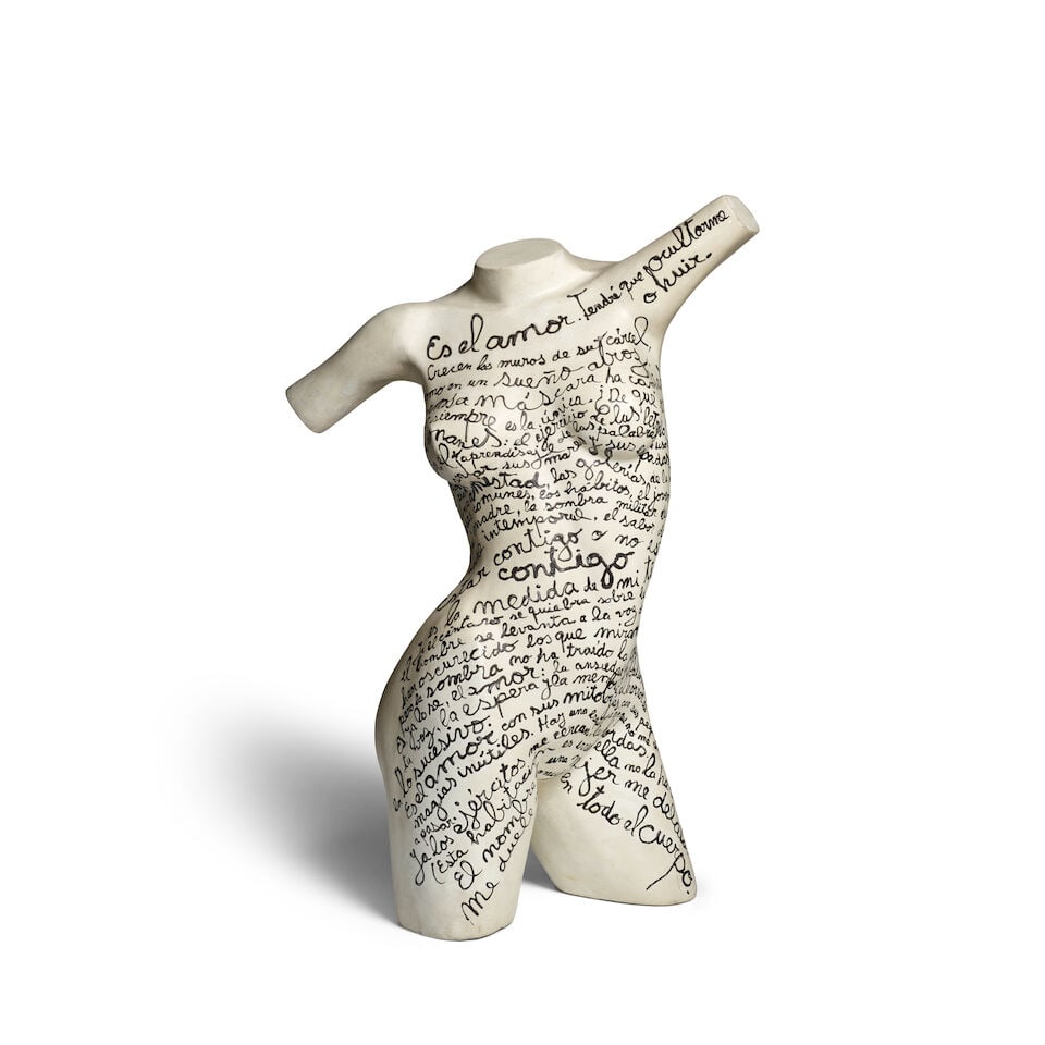 LEÓN FERRARI (1920-2013) El Amenazado (from the Maniquíes Series) 32 x 23 x 17 in (81....: LEÓN FERRARI (1920-2013) El Amenazado (from the Maniquíes Series) signed, inscribed and dated 'Leon Ferrari 94 'El amenazado'' (to the lower edge of each leg); signed and dated again 'Leon F