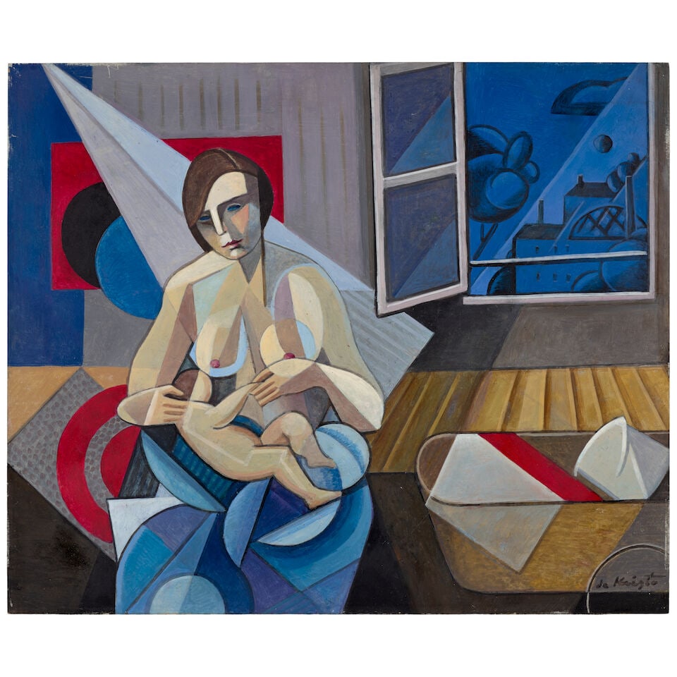 BELA DE KRISTO (1920-2006) Maternité 19 5/8 x 23 5/8 in (49.8 x 60 cm) (Painted in 1951): BELA DE KRISTO (1920-2006) Maternité signed 'de Kristo' (lower right) tempera and brush and ink on board 19 5/8 x 23 5/8 in (49.8 x 60 cm) Painted in 1951 Footnotes: Provenance Art Conseil, Paris