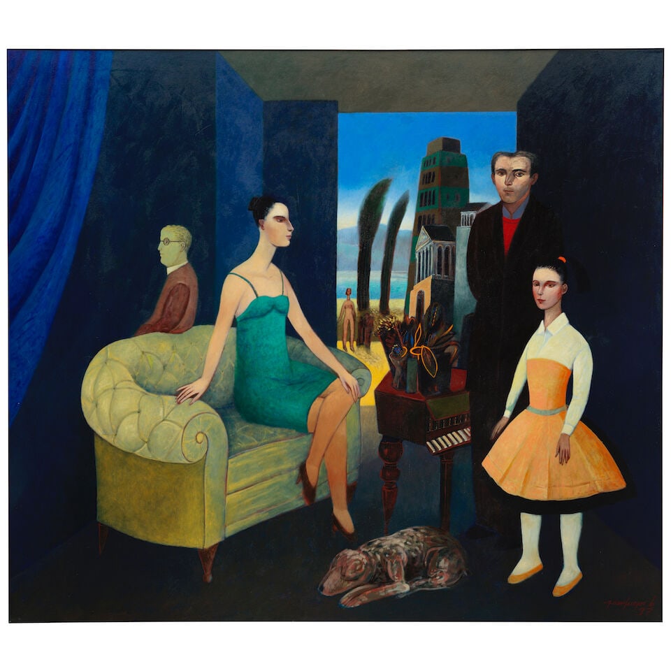 GONZALO CIENFUEGOS (B. 1949) Rapsodia en azul 55 x 63 in (139.7 x 160 cm) (Painted in 1997): GONZALO CIENFUEGOS (B. 1949) Rapsodia en azul signed and dated 'g. cienfuegos 97' (lower right) oil on canvas 55 x 63 in (139.7 x 160 cm) Painted in 1997 Footnotes: Provenance Galería Animal, San