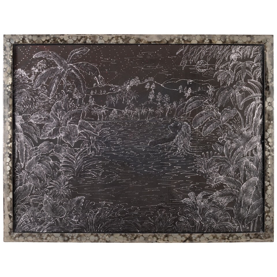 EDOUARD DUVAL-CARRIÉ (B. 1954) Floating 56 x 73 in (142.24 x 185.42 cm) (Executed in 2013): EDOUARD DUVAL-CARRIÉ (B. 1954) Floating glitter glue on paper in artist's frame 56 x 73 in (142.24 x 185.42 cm) Executed in 2013 Footnotes: Provenance Acquired directly from the artist by the pre