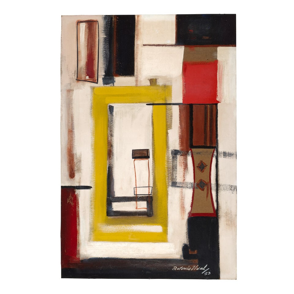 ANTONIO VIDAL (1928-2013) Untitled 30 x 20 in (76.2 x 50.6 cm) (Executed in 1953): ANTONIO VIDAL (1928-2013) Untitled signed and dated 'Antonio Vidal / 53' (lower right) mixed media on cardboard 30 x 20 in (76.2 x 50.6 cm) Executed in 1953 Footnotes: This work is accompanied by a ce