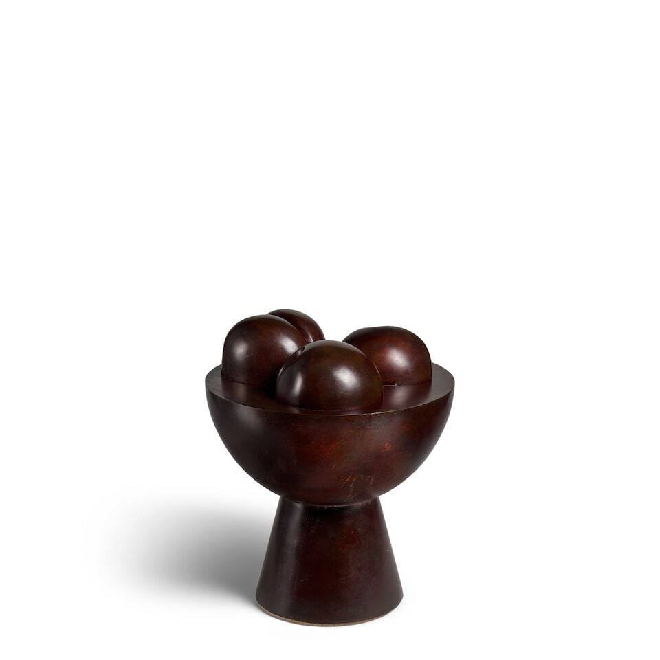 MARIO CARREÑO (1913-1999) Frutero 14 x 12 in (35.5 x 30.4 cm) (Conceived in 1974, this bron...: MARIO CARREÑO (1913-1999) Frutero signed, numbered and inscribed with the foundry 'Carreno 3/18 Fundición R. Buchhass' (along the base) bronze with brown patina 14 x 12 in (35.5 x 30.4 cm) C